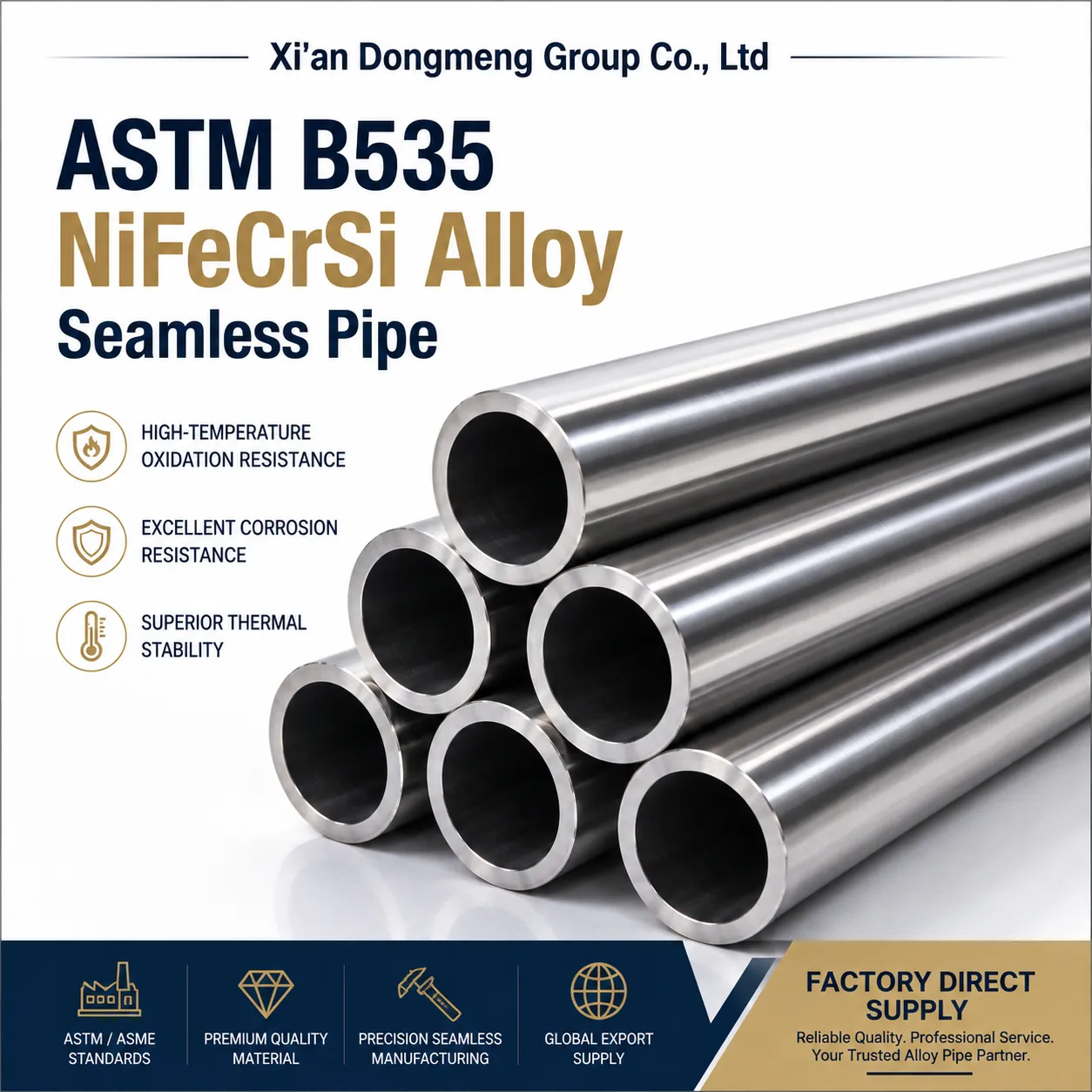ASTM B535 Nifecrsi Alloy Seamless Yeeb Nkab